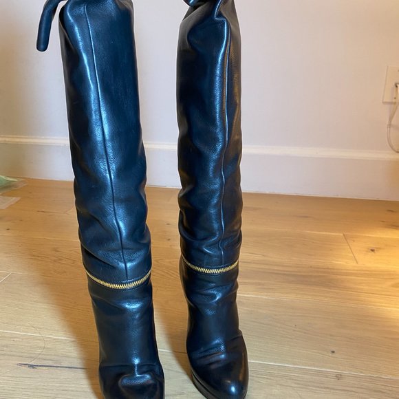 Sergio Rossi Black Leather Knee High Boots  (Size 36) - Brand new No Box - Picture 3 of 7